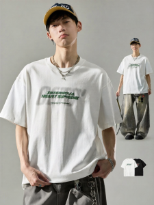 SZON | Vintage Foam Letter Print T-shirt Heavyweight Cotton