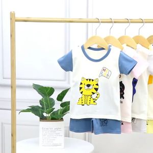 [Ready Stock] Baju Budak Tshirt Kids cotton T-Shirt Set Short Sleeve Baju Kanak Boys Girls Cute Clothing