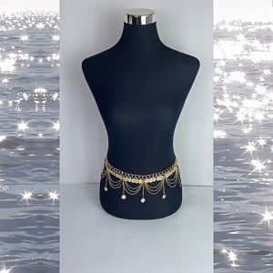 Fashion Gypsy Folk-custom Belly Dance Metal Chain Belt Slimming Cummerbands Coin Tassel Pendant Waistband Crystal Waist Band Tassel Ring Chain National Traditional Waist Chain Statement Womens Alloy Waist Chain Jewelry Gifts