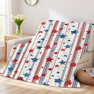 Beast Kingdom | Patriotic Star Stripe Winter And Summer French Plush Blanket Soft And Fluffy Comfortable Wool Blanket Sofa Ideal Gift