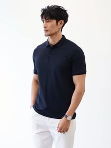 MR Summer Mens Solid Color Short-Sleeved POLO Shirt Lapel Casual Loose Button Top Men 5011