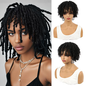 Synthetic Hair Afro Curly Hair Short Dreadlock Half Wig Topper Hair Clips in Hairpiece For Men & Women