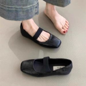 Giày Nữ Mùa Xuân/hè Gót Thấp Mũi Tròn Gót Vuông Có Dây Thun Thoải Mái Bằng Da Nhân Tạo Mary Janes Giày Cao Gót Thông Thường