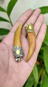 Liontin Kalung Kayu Alpaka Model Taring Kelptk Variasi