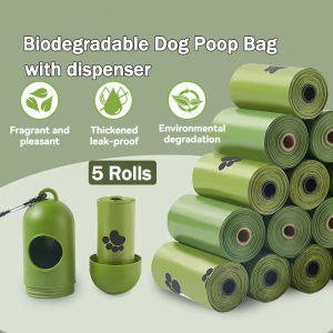 5 Rolls Dog Poop Bag with dispenser Disposable Plastic Garbage Bag Biodegradable Waste Bag