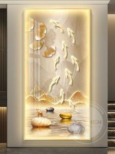Nine Fish Pattern LED Light Accessible Luxury Home Entry Entrance Painting Corridor Aisle Paintings Wallpaper Minimalist Hyundai Fancy
