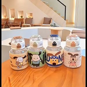 Small Cute Water Bottle with Cover Portable Water Bottles for Student With Strap