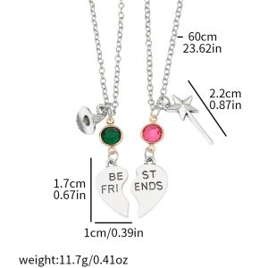 Bandai | Wicked Charm Necklace - Rhinestone Crown Witch Hat BFF Friendship Matching Couples Valentines Day Gifts Jewelry for Fans Party