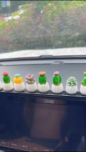 Mini Simulation Cactus Potted Micro Landscape Cactus Bonsai Ornament Cartoon Realistic Cactus Statue For Home Offices & Car Dashboard