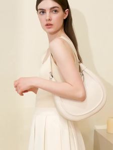 Beg Separuh Bulan Kulit Mewah Selebriti Internet Beg Ketiak Sabit Fesyen 2024 Beg Messenger Sebelah Bahu Lapang Kulit Baru