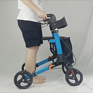 รถเข็นผู้สูงอายุพกพาสะดวก พยุงเดิน 4 ขา พร้อมที่พักเท้า อลูมิเนียม 100 กก.