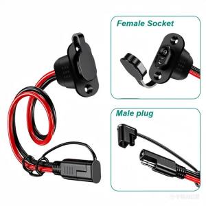 Kebidumei | 12/18 AWG SAE Quick Connector Harness 30/50/60CM SAE Extension Cord Sidewall Port Male Plug to Female Socket for Charger