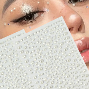 1 ชิ้น 3D สีขาวเลียนแบบไข่มุกชั่วคราว Tattoo สติกเกอร์ 3/4/5/6 มิลลิเมตรไข่มุกอัญมณี Self กาวสติกเกอร์สําหรับงานแต่งงาน face/Eye Decor