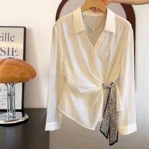 V.C.I | Elegant Lightweight Mature Style Tie Belt Waist Shirt V Neck
