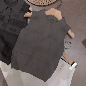 Shalldoer | Áo vest không tay cổ bẻ màu trơn thời trang mùa hè cho nữ Áo sơ mi thường ngày đa năng chống lão hóa phong cách mới