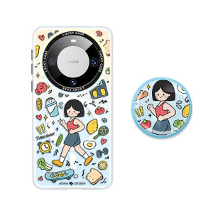 Self-Discipline Girl Collaborative Huawei Mate60Pro Phone Case Magnetic Suction Stand Fashionable Mate50 Protective Cover New Model Full Protection for P60 Anti-Fall