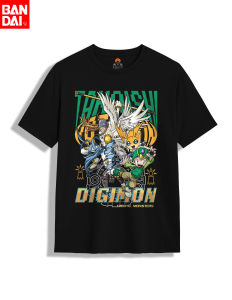 Bandai | Digimon Adventure Takaishi Taka Angemon Patamon Vintage Washed Oversized T Shirt 2026 Summer Men Cotton Streetwear Anime