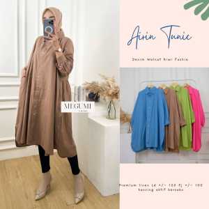 Atasan Muslimah Remaja Tunik Basic Modern Airin Bahan Linen Rami Premium Outfit Daily