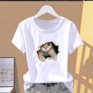 Áo Thun in Họa Tiết Thời Trang Mùa Hè Thường Ngày Tay Ngắn Mỏng Cổ Tròn Phong Cách Hàn Quốc in Họa Tiết Hoa Mùa Hè