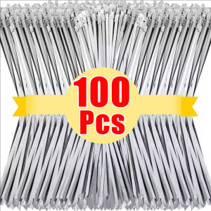 100pcs 304 Stainless Steel Cable Ties / Self-Locking Metal Cable Zip Tie / Heavy Duty Pipe Wrap Locking Ties / Multi-Purpose Fastening Ring Ties Hardware for Cable Outdoor Fence