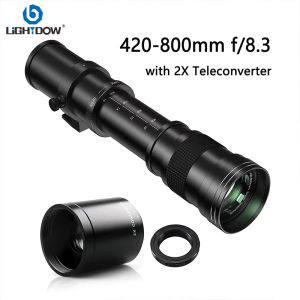 Lightdow 420-800mm F8.3-F16 Manual Zoom Full Frame Super Telephoto Lens With 2X Magnifier Converter and T2 Interface Converter