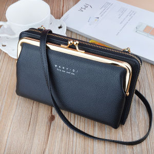 INS shoulder bags for womenNew mobile phone bag ladies small bag Korean version of lychee pattern large-capacity one-shoulder diagonal bag fashionable zipper horizontal wallet for women