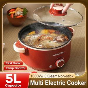 [COD]5L Electric Cooker Large Capaicty Multi-function Cooker 28CM Hot Pot With Steamer Non stick Pot 1000W Electric Frying pan