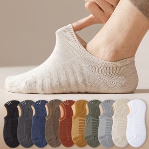 10 Pairs Summer Mens Casual No Show Socks Solid Color Sweat-Absorbing Invisible Boat Sock for Loafers Sneakers