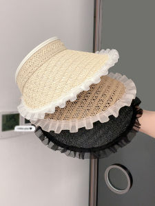Spring Summer Korean Style Empty Top Skirt Edge Straw Hat Womens Travel Versatile Face Slimming Sun Protection UV Sunshade Cap