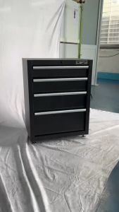Tủ dụng cụ CSPS 61cm - 04 hộc kéo màu đen chân tăng chỉnh (tay cầm trắng)