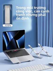 NUOPUCHI | Giá đỡ máy tính xách tay bằng hợp kim nhôm cầm tay bằng kim loại có thể gập lại giá đỡ làm mát bàn làm việc điều chỉnh cổ tay giá đỡ nâng cao cho máy tính để bàn