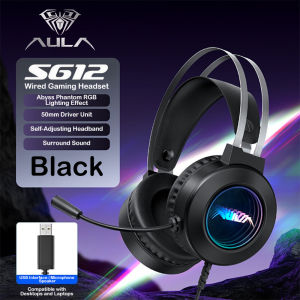 AULA | AULA S612 Over-ear Wired Gaming Headset 7.1 Surround Sound 50mm Driver Colorful Rainbow Light Flexible HD Mic For PC/Laptop