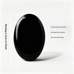 1PC Đá Obsidian Đen Tự Nhiên Đánh Bóng Hình Bầu Dục Đá Lo Lắng Túi Pha Lê Massage Đá Để Bàn Trang Trí Quà Tặng Phong Thủy Pha Lê