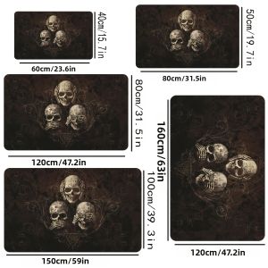VIKAMA Halloween Đáng Sợ Đầu Lâu Thảm Chùi Chân Diện Tích Lớn Thảm Polyester Đầy Phong Cách Hoạt Hình Cho Phòng Ngủ Phòng Khách Trang Trí Nhà Cửa