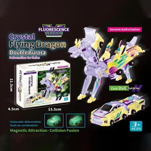 Transforming Unicorn Car Toy 2-in-1 Magnetic Collision Robot Car for Kids Dinosaur & Unicorn Figures Fun Educational Toy Gift