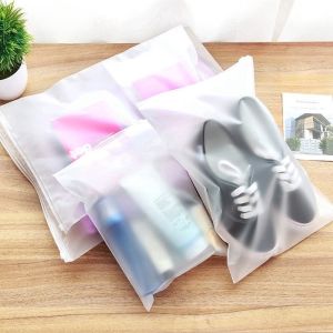 Reusable Self-sealing Bag Thicken EVA Frosted Transparent Zipper Storage Bag Outdoor Travel Clothes Shoes Dust-proof Pouch