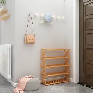 Shoe Rack 6 Layer Solid Wood Organizer Wooden Storage Shelves Stand Shelf 4 Layer Space Saving Rack Bamboo Shoe Rack Organizer For Shoes Storage Wooden Shoe Rack Stand