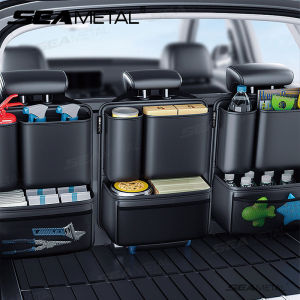 SEAMETAL กระเป๋าจัดเก็บหลังรถ ที่ใส่ของหลังเบาะรถยนต์ หลายช่อง จุของได้มาก ถุงเก็บของ