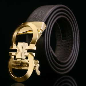 เข็มขัดผู้ชายหรูหราหนังลูกวัวแท้หัวเข็มขัดอัตโนมัติ สไตล์ลำลอง หนัง เข็มขัดสําหรับหนุ่มสาวและวัยกลางคน EABBRIO REIMAN