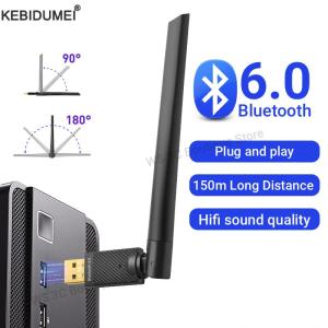150M USB Bluetooth Adapter Bluetooth 6.0 Dongle for PC Windows 8.1/10/11 Driver Free for Mice Keyboard Headphone Speaker