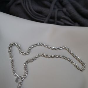 Shiny Platinum Plated Thick Silver Chain Twist Necklace Sweater Chain Korean Style Fashion Jewelry for Adults Womens Accessory