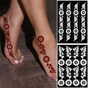 Reusable Flower Tattoo Template Henna Tattoo Stencil for Foot Hand and Arm Sleeve Mehndi Stencils Flower Designs Tattoo Supplies