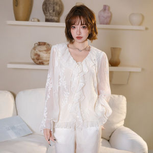 MIUCO | Áo Blouse Voan Hoa Có Nơ Rút Dây