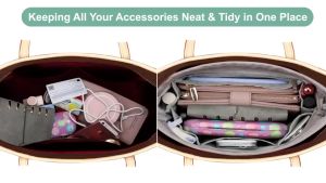 Purse Organizer Insert With Zipped Top for Tote Bag Handbag Shaper with 13 Pockets