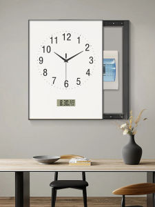 Vertical Meter Box Decorative Painting Perpetual Calendar Clock Normcore Pure Color Strong Weak Electricity Box Master Switch Painting as Cover with Clock