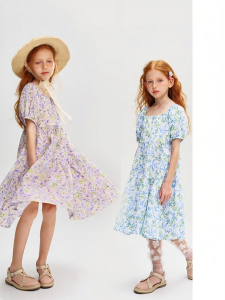 PPTOWN | Girls Summer Dress Princes Style Floral Pattern