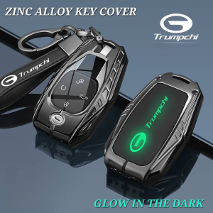 Luminous GAC Trumpchi Silicone Zinc Alloy Smart Car Key Fob Case Cover Shell Chain For GS3 Emzoom GS4 GS8 Empow Emkoo M8 M6 Pro GN6 Remote Holder Clear TPU Buttons Protector Leather Keychain