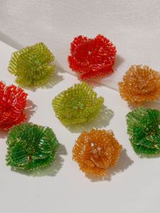 Handcrafted Multi-Layer Petal Flowers Half-Finished DIY Jewelry Accessories Colorful Flowers Woven by Hand Fashionable Craftsmanship