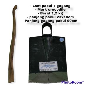 Cangkul Tanah Kebun Baja Set Gagang Kayu