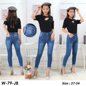 Celana Jeans 7/9 Cropped Spray Stik Balik 27-34